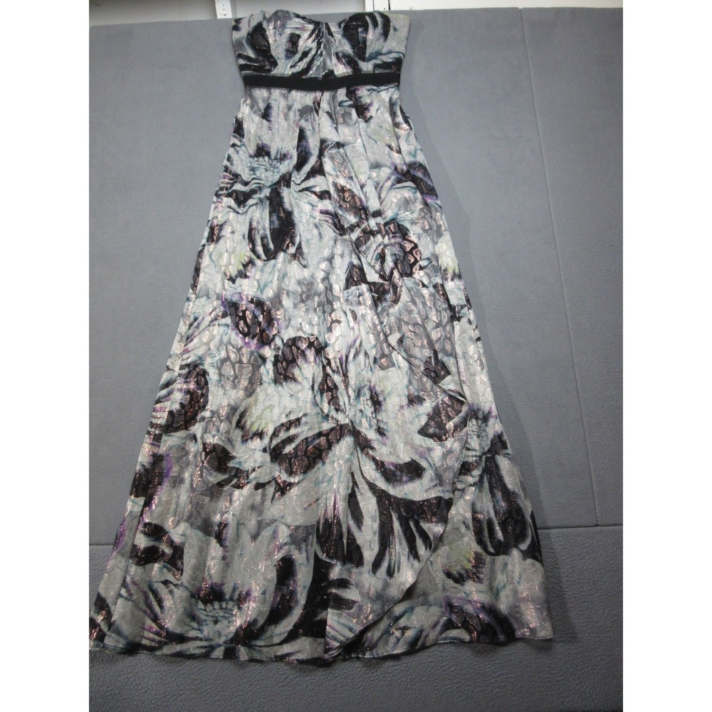 BCBGMAXAZRIA Maxi Dress Womens 10 Black NWT Metallic Floral Auriel Strapless